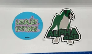 Set of 2 New Stickers Legalize Expunge + Alpha 420 3" Inches - Picture 1 of 6