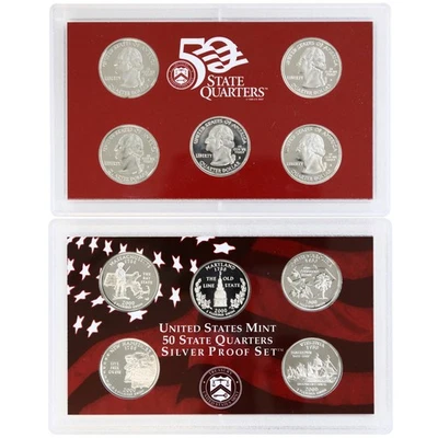 2000 S Proof State Quarter Set 90% Silver No Box or COA 5 Coins US Mint - Image 1 of 4