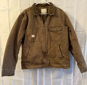 Y2K American Eagle Men’s Canvas Jacket Utility Lined Corduroy Collar L Vintage - Picture 1 of 7