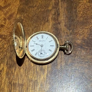 Taschenuhr G.F. Hampden von 1910, Grade Molly Stark, Größe 3/0s, 7 J, funktioniert LESEN - Bild 1 von 20
