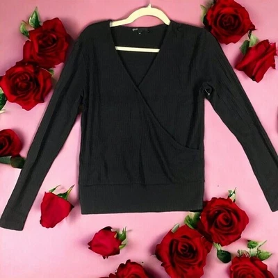 Top Gibson Mujer Talla XS Tejido Térmico Sobrepelliz Talla Negro Acanalado Envoltura Foto 1 de 4