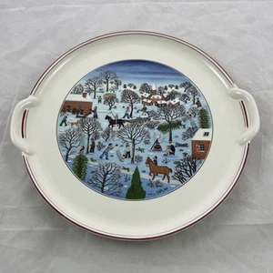 Plato de pastel de porcelana doble mango Villeroy & Boch "Naif Christmas" 12" ALEMANIA - Imagen 1 de 8