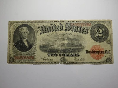 $2 1917 Red Seal Large Size Legal Tender Currency Bank Note Bill FINE USA - Image 1 of 2