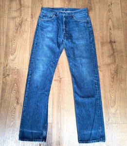 Vintage 90s Blue Levi 501 Button Fly 34w 34L - Picture 1 of 9