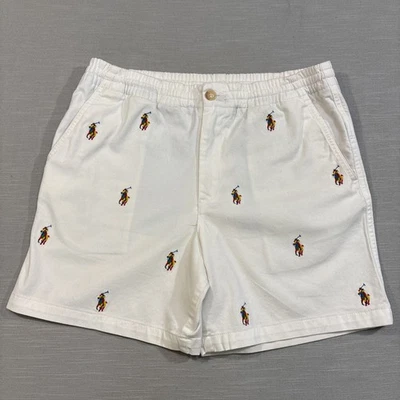 Pantalones Cortos Polo Ralph Lauren Jóvenes Niños 18 Blanco Multicolor Logo Estilo Preppy Foto 1 de 4