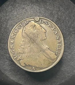 1765 SELTENER Deutsche Staaten BAYRISCHER TALER - SILBER Anhänger - gelocht / repariert - Bild 1 von 2