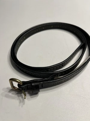 Brooks Brothers Black Leather w Brass Rivet Button Design Belt Sz L (37”) - Image 1 of 4