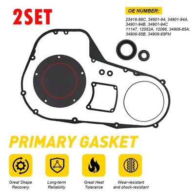 Juego de 2 juntas de cubierta primaria de embrague para Harley-Davidson 1999-2006 Road Glide EA Foto 1 de 4
