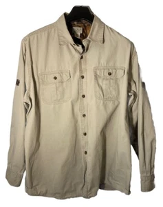 LL BEAN Vtg Mens XL Rip Stop Cotton Canvas Hunting Shirt-Beige-Realtree Accents - Picture 1 of 6