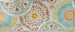Tappezzeria Vintage Richloom Tessuto Geometrico Floreale Giallo Blu Rosso Anatra 46" x 118" - Foto 1 di 7