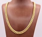 9mm Miami Cuban Chain Box Lock Necklace Solid 14K Yellow Gold-Plated Silver 925