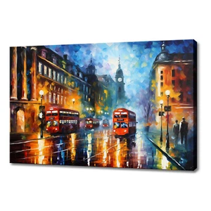 London City Landmarks Colourful Painting Style Modern Design Canvas Print Art - Picture 1 of 7