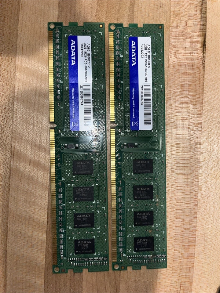 ADATA AD63l1B0823EV 2 GB PC3-10600U-999 RAM x2 modules - 4GB Total - Free Ship - Image 1 of 1