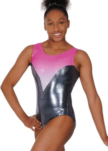 Rosa Pink and Titanium Sleeveless Gymnastics Leotard Size 32 (11-12 years) - Picture 1 of 2