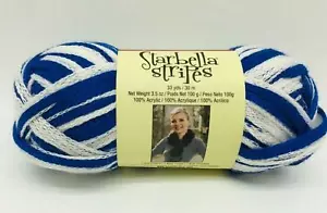 Madeja única de polietileno Premier Yarns Starbella Stripes Keep Cool azul blanco #17-07 - Imagen 1 de 7