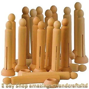 Paquete de 20 clavijas Dolly de madera con soportes - Imagen 1 de 2