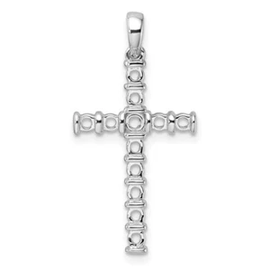 14k White Gold Latin Cross Pendant Mounting Bracelet Necklace - Picture 1 of 5