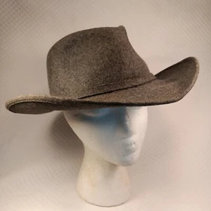 Vtg 80s Wool Western Cowboy Hat Fedora Gray Unisex Large Made In USA Tag  - Picture 1 of 7