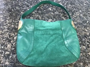 Auth B Makowsky Green Suede/Leather Hobo Shoulder Handbag Tote EUC St Patrick Da - Picture 1 of 12