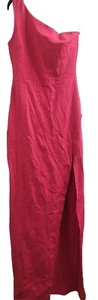 Lulus Sz S Good Times Only Hot Pink One-Shoulder Maxi Dress NWT - Picture 1 of 11
