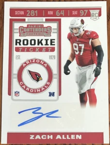 2019 Panini Contenders Rookie Ticket Autograph Rookie Zach Allen #247 - Picture 1 of 2