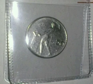 1977-R ITALIA 50 LIRAS MONEDA DE ACERO INOXIDABLE, VULCAN AT FORGE, KM-95 XF ¡ESTADO! - Imagen 1 de 5