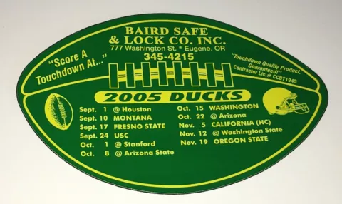 OREGON DUCKS FOOTBALL SHAPED 2005 RARE ODDBALL MAGNETIC SCHEDULE * LOCKSMITH Cover