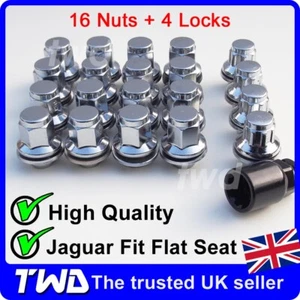 20 ALLOY WHEEL NUTS + LOCKS FOR JAGUAR (M12x1.5) 19MM HEX CHROME STUD LUG BOLTS - Picture 1 of 10