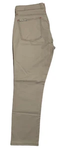 JEANS 36 x 27 KHAKI WITH BROWN STITCH RAW DENIM JEANS RETAIL $500 by BLUE DELTA - Picture 1 of 6