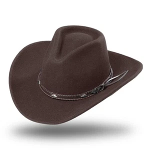 Wollhut Westernhut Cowboyhut Country Outdoor Stars & Stripes »DALLAS« Braun - Picture 1 of 1