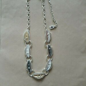 AUGUST WOODS ARGENTO SILVER EFFECT TRICOLOUR NECKLACE, BRAND NEW IN BOX