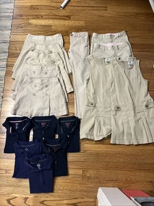 Girls School Uniform Lot Pants Shorts Skirts Shirts Dress Sz 7-8 16 pieces - Picture 1 of 8