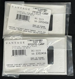 Vantage 1 Gang Faceplate FP1DTE-LWNP, Trimline II Plastic, Decora Leg White Pair - Picture 1 of 2