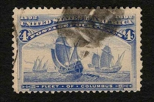 US 1893 #233 Columbus Exposition 4c Ultra Fancy Cancel Used - Picture 1 of 2
