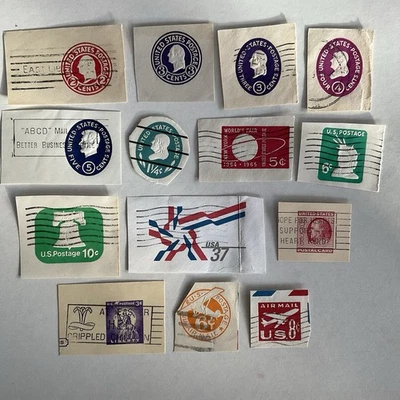 United States stamps~1915-2002–14 stationery, air mail & postal card cut squares - Image 1 of 4
