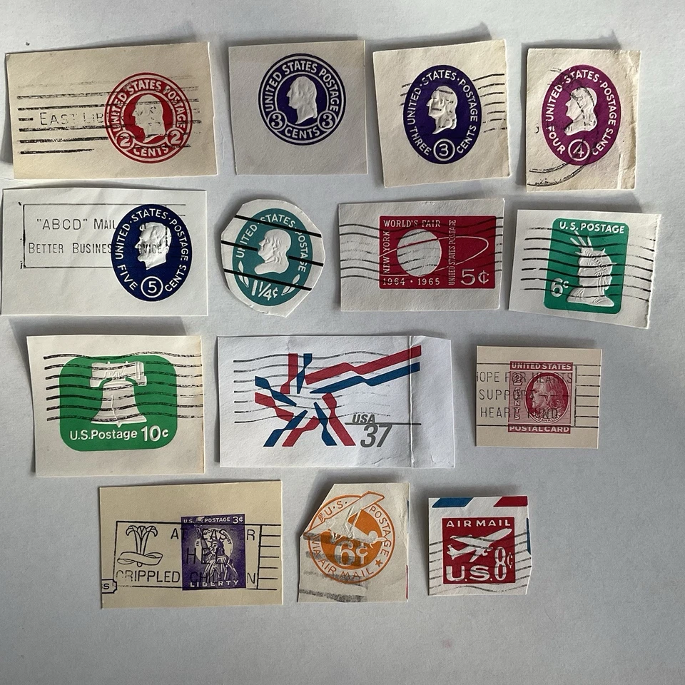 United States stamps~1915-2002–14 stationery, air mail & postal card cut squares - Image 1 of 4