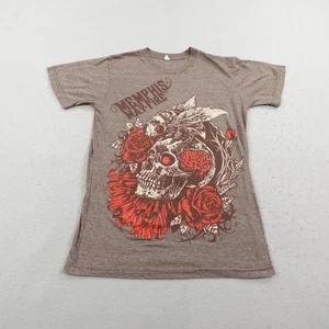 Camisa Memphis May Fire Para Hombres Pequeña Marrón Calavera Foral Metalcore Banda Concierto Camiseta - Imagen 1 de 9