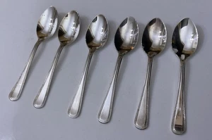 Vintage 6 VINERS Bead Beaded Silver Plate 13.5cm Teaspoons Spoons - Cutlery - Picture 1 of 6