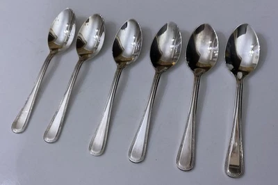 Vintage 6 VINERS Bead Beaded Silver Plate 13.5cm Teaspoons Spoons - Cutlery - Image 1 of 4