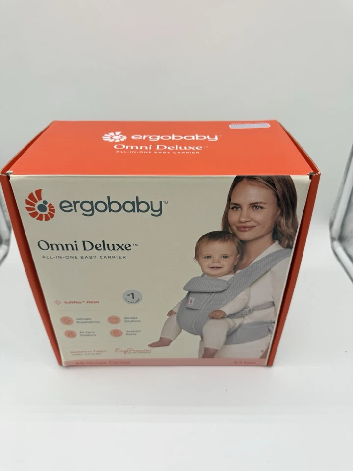 Ergobaby Omni 豪华所有携带位置透气网眼婴儿背带珍珠灰色 — 第 1/4 张图片