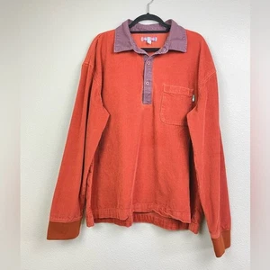 Urban Outfitters Men's Large Teracotta Corduroy Popover Collared Shirt Orange - Picture 1 of 12