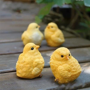 Cute Resin Yellow Little Baby Chick Chicken Garden Home Ornaments Decoration - Picture 1 of 7