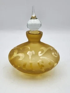 Botella de perfume vintage con tapón transparente vidrio satinado dorado - Imagen 1 de 10