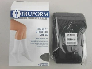 TRUFORM Leg Health Xtra LargeL Black Diabetic Socks for Men & Women  8-15mm Hg - Picture 1 of 6