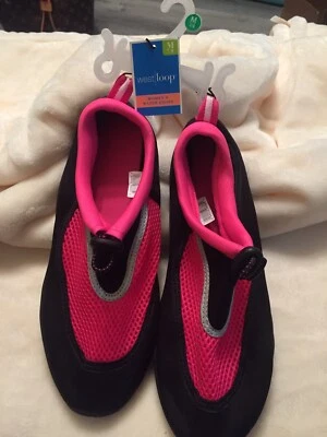 Womens Water Shoes West Loop Medium 7/8 Pink Black New W Tags - Image 1 of 4