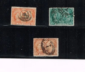 Canada 1897 1c & 2c Jubilee Fancy Cancels 'Target', 1 in Oval, Toronto Oval 3 - Picture 1 of 2