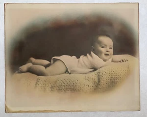 Unusually Large Vintage Portrait Vignette Photograph of a Baby - Picture 1 of 3