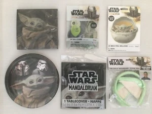 Star Wars Mandalorian Child Lunch Napkins Plates Yoda Birthday Party Tablecloth - Picture 1 of 13
