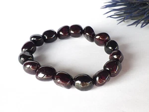 SCHMUCK-STCK ARMBAND Granat FLEXIBEL Barock Nuggets poliert - Bild 1 von 4