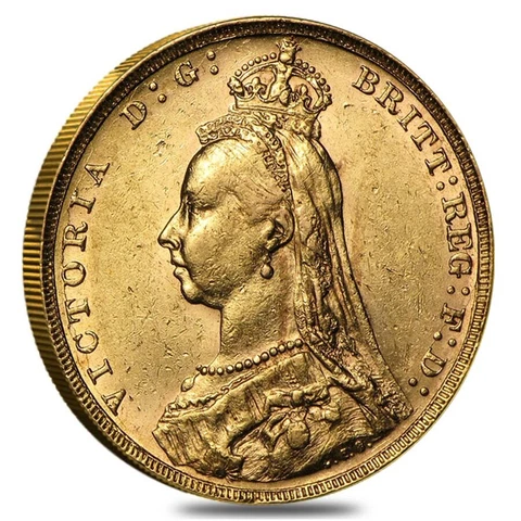 1887-1892 British Gold Sovereign Victoria Jubilee Head Avg Circ Cover